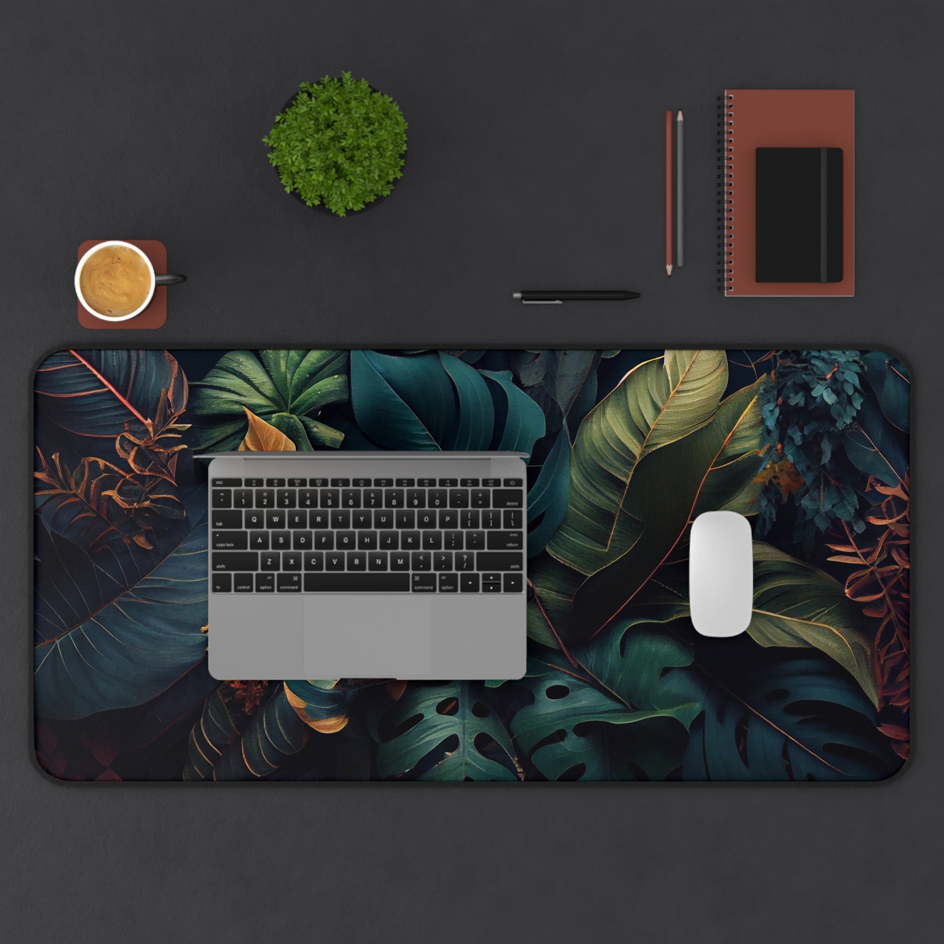 Jungle leaves Desk Mat, Gaming keyboard matt, mousepad large, XXL extended deskpad mouse pad - Bold Print