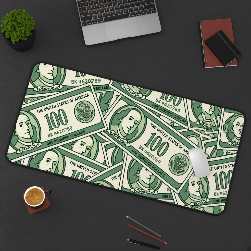 Cartoon Hundred Dollar Bills Pattern Desk Mat