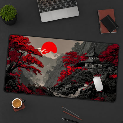 Red Maple Trees and a Red Sun Desk Mat