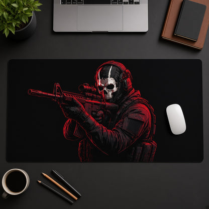 Red Skull Mask Tactical Soldier Desk Mat