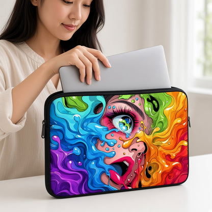 Colorful Paint Drip Pop Art Face Laptop Sleeve