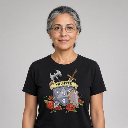 Fighter Dice Crest T-Shirt for D&D Players
