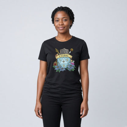 Cleric Dice Crest T-Shirt for D&D Players