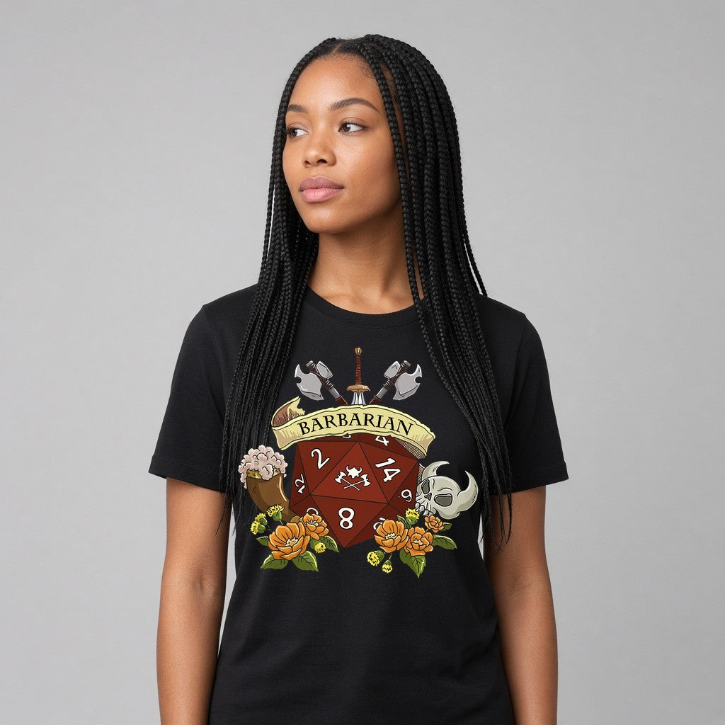 Barbarian Dice Crest T-Shirt for D&D Players