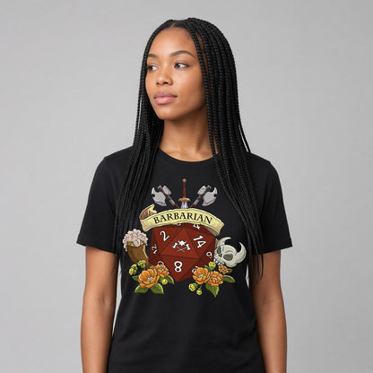 Barbarian Dice Crest T-Shirt for D&D Players