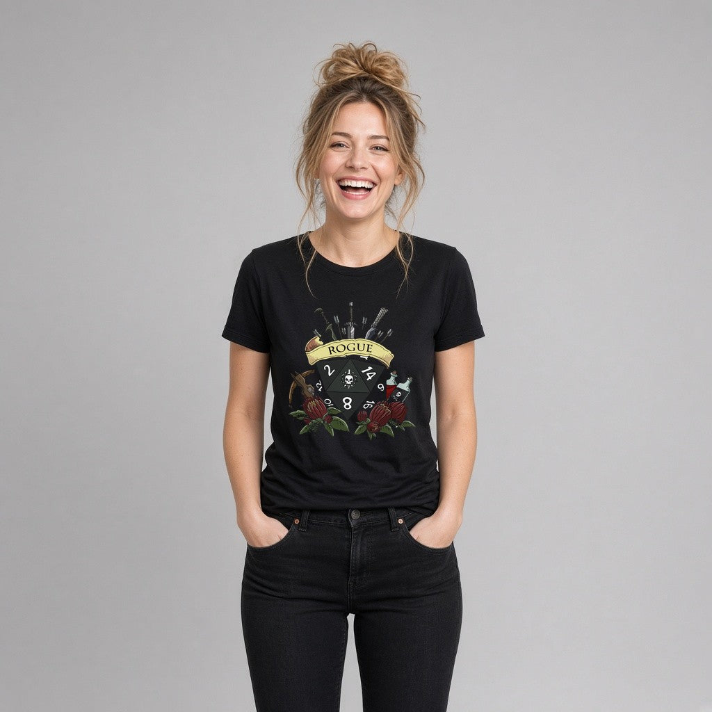 Rogue Dice Crest T-Shirt for D&D Players