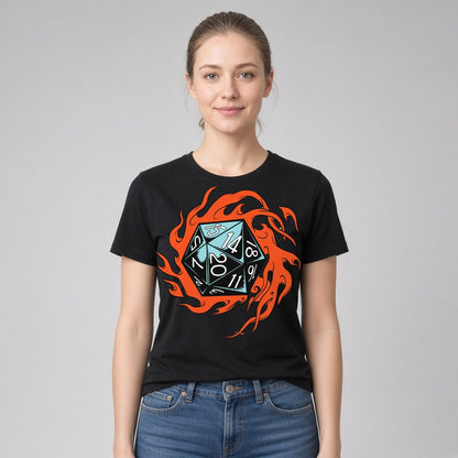 Flaming Dice T-Shirt for D&D Players