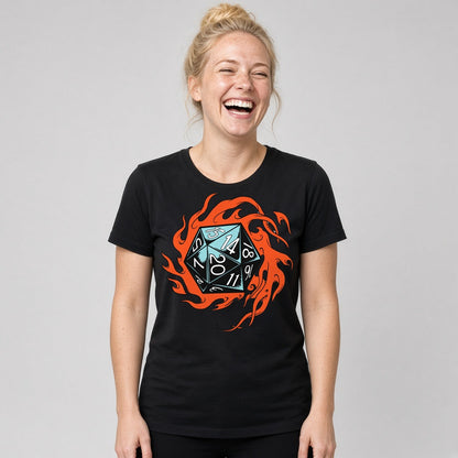 Flaming Dice T-Shirt for D&D Players