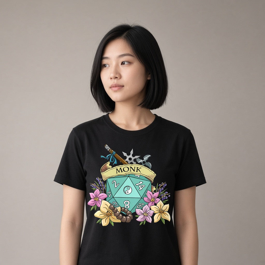 Monk Dice Crest T-Shirt for D&D Players