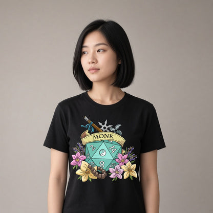Monk Dice Crest T-Shirt for D&D Players