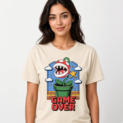 Game Over Funny Retro Pixel Plant T-Shirt