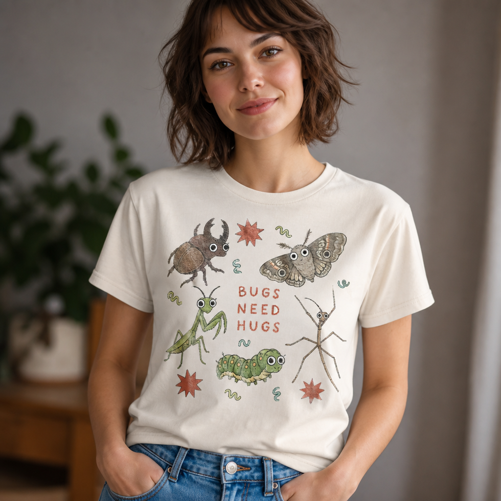 Cute T-Shirt With Insect Friends Bugs Need Hugs Funny T-Shirt