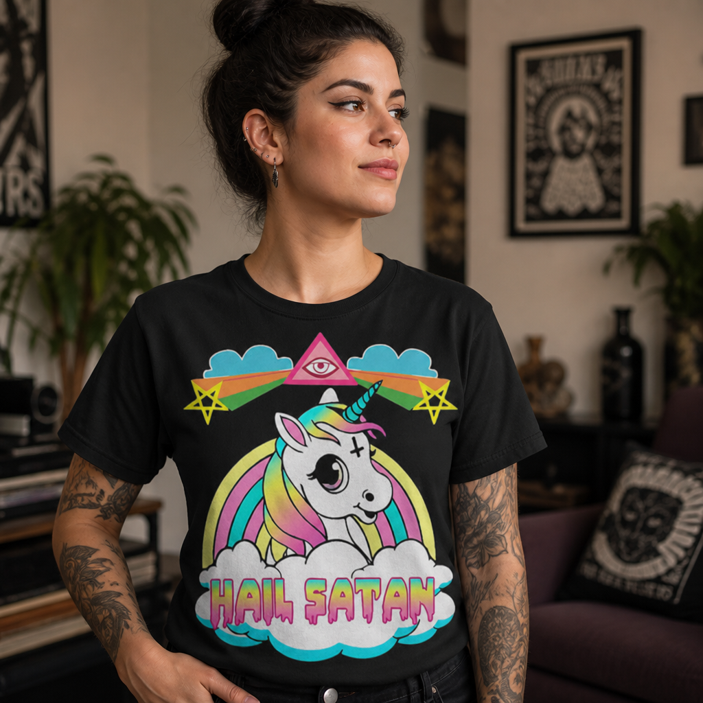 Hail Satan Rainbow Unicorn T-Shirt