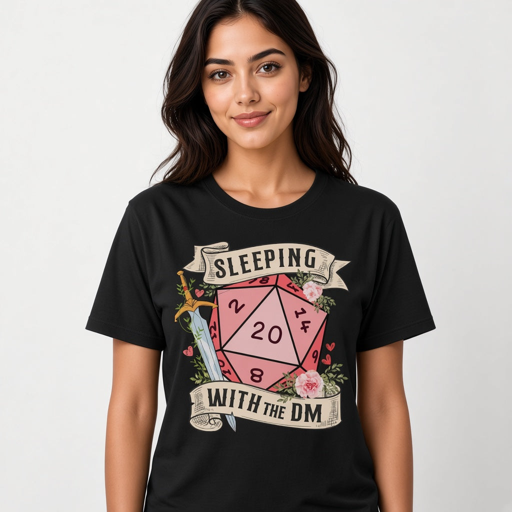 Sleeping With the DM Funny D&D D20 T-Shirt