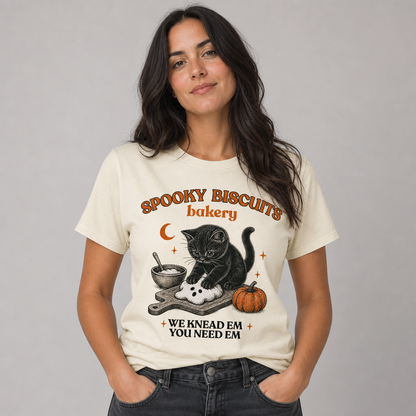 Kitty Biscuits Spooky Biscuits Halloween Bakery Cat T-Shirt
