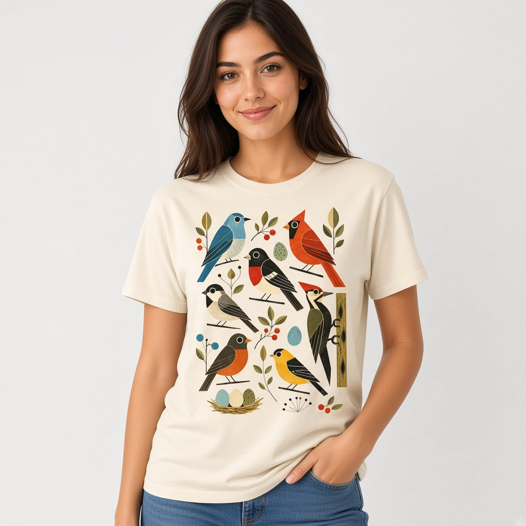 Retro Backyard Birds T-Shirt for Bird Watchers