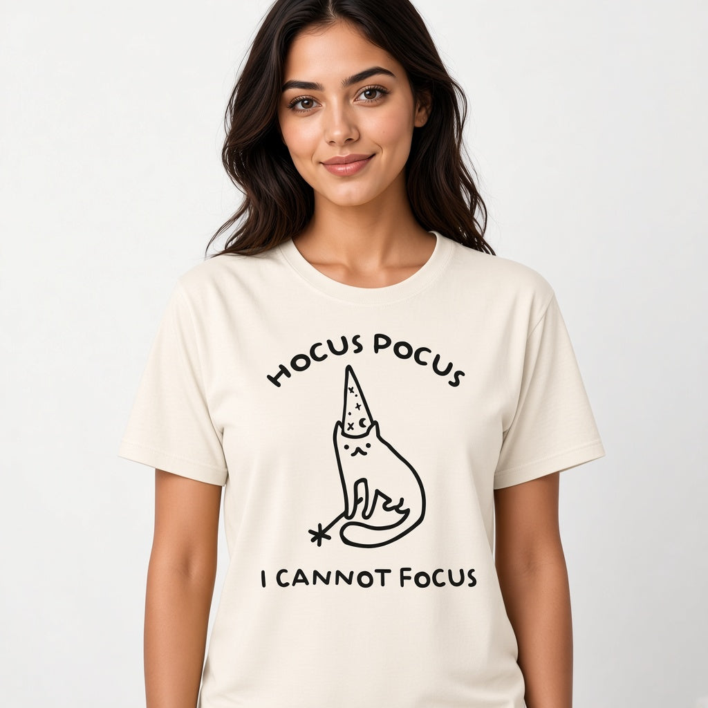 Hocus Pocus I Cannot Focus Funny Cat T-Shirt