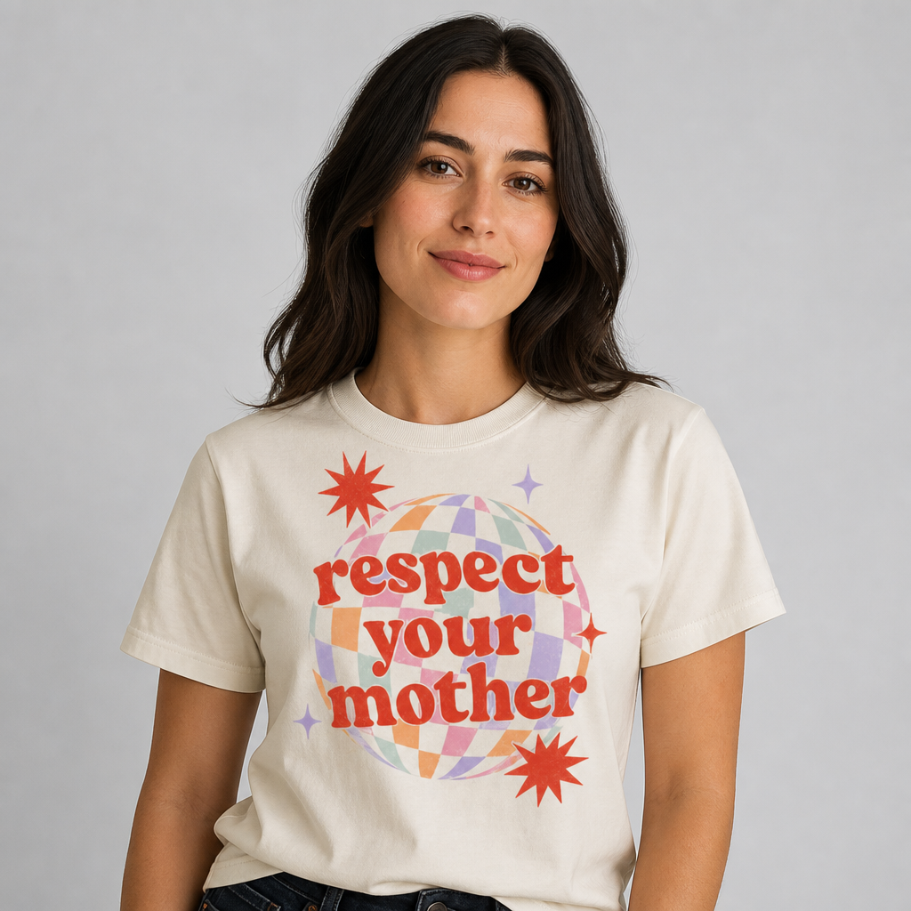 Respect Your Mother Disco Ball Retro Funny Mom Gift T-Shirt