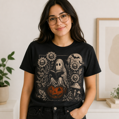 Reading Ghost Spooky Book Lover T-Shirt