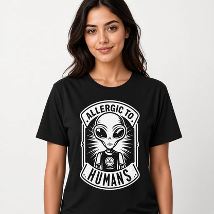 Allergic to Humans Funny Alien T-Shirt