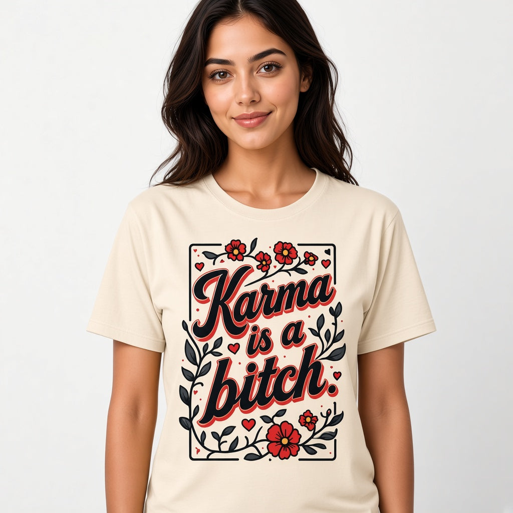 Karma Is a Bitch Funny Floral T-Shirt