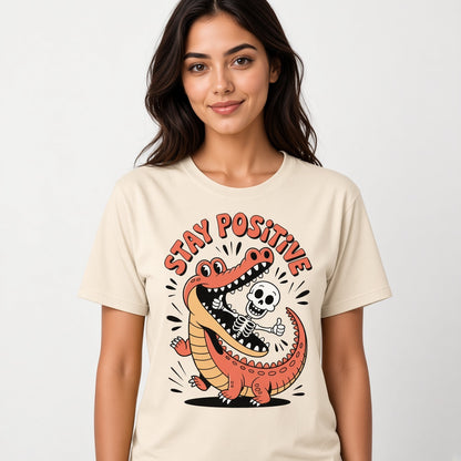 Stay Positive Funny Alligator Skeleton T-Shirt