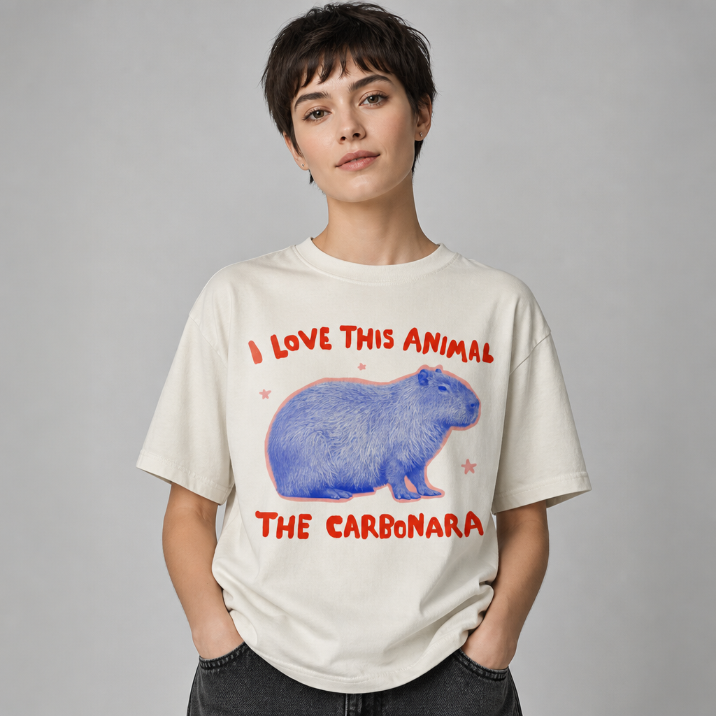 I Love This Animal The Carbonara Capybara Meme Funny T-Shirt