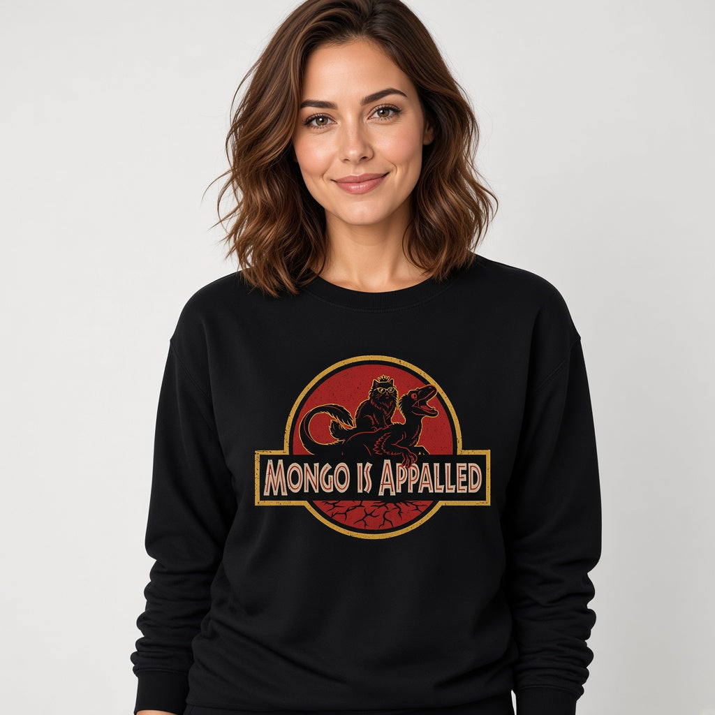 Mongo Is Appalled Funny Cat Riding Dinosaur Sweatshirt