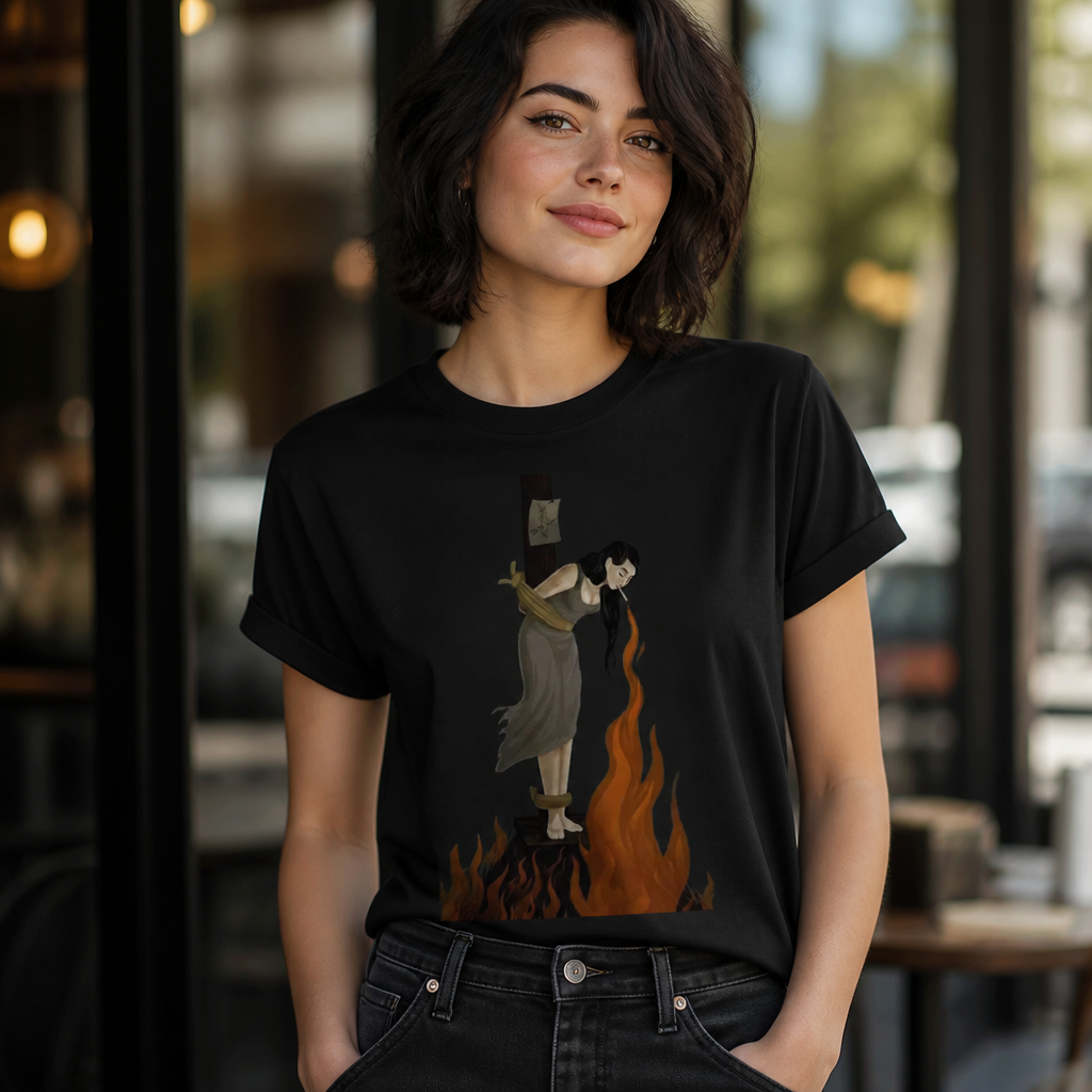 Witch Lighting a Cigarette at the Stake T-Shirt