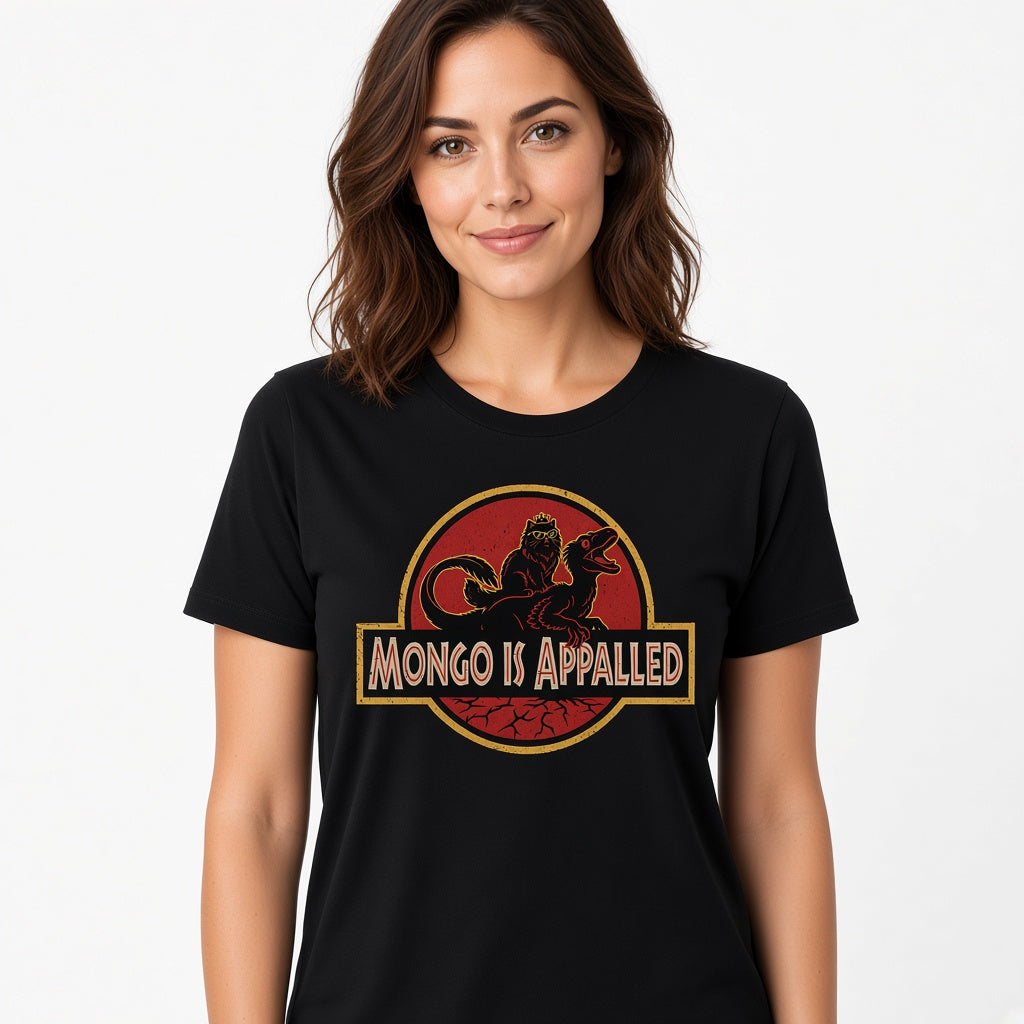 Mongo Is Appalled Funny Cat Riding Dinosaur T-Shirt