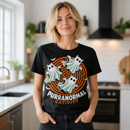 Purranormal Cativity Ghost Cat Halloween Funny Parody T-Shirt