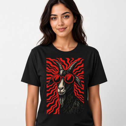 Cool Goat in Red Sunglasses Retro T-Shirt