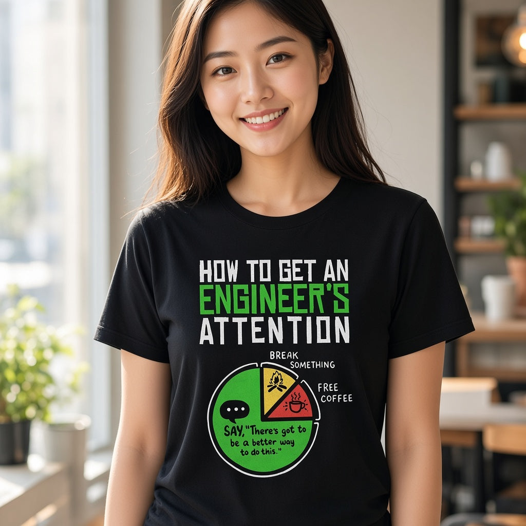 How to Get an Engineer's Attention Funny Pie Chart T-Shirt
