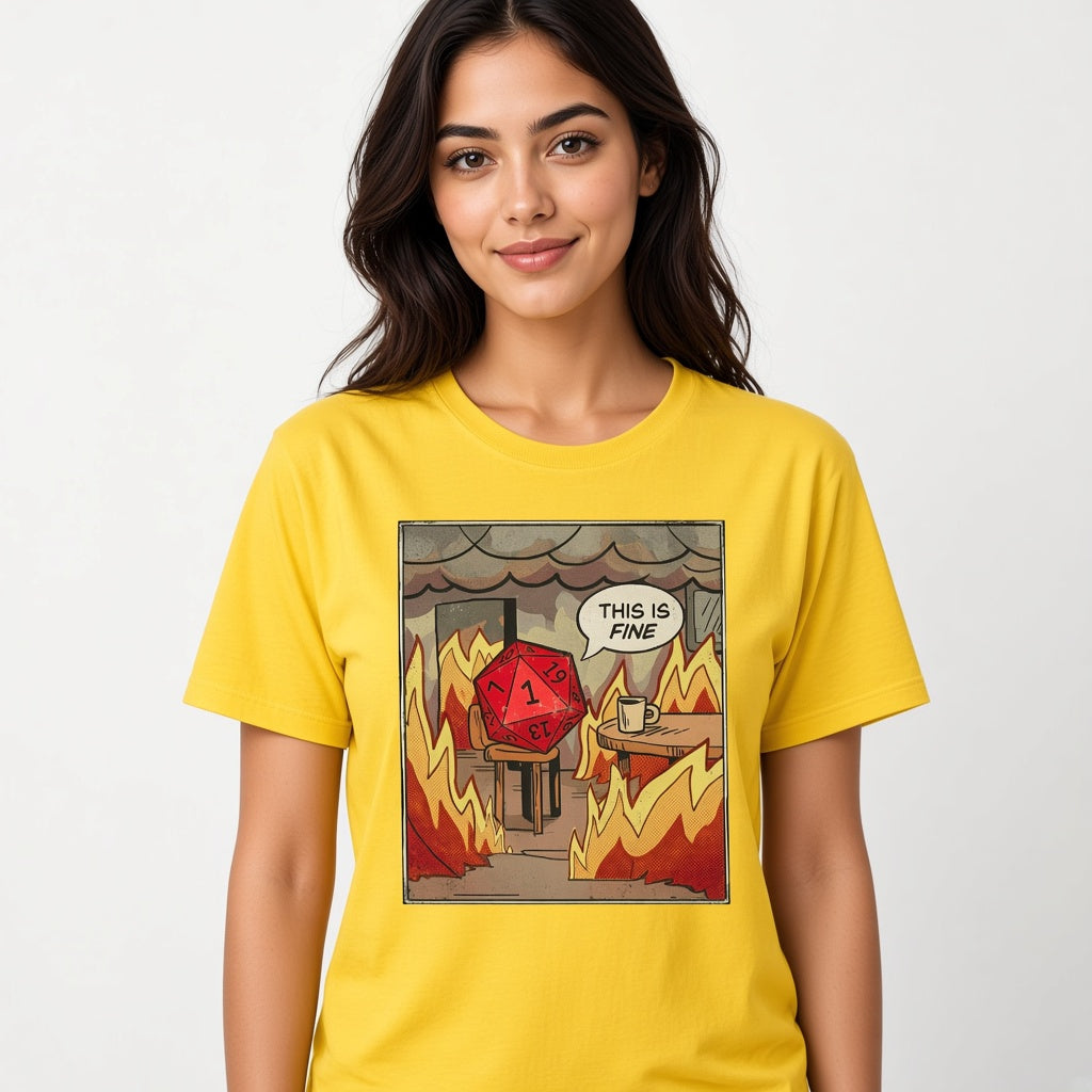 This Is Fine Funny D&D D20 T-Shirt