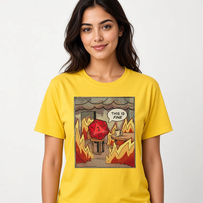 This Is Fine Funny D&D D20 T-Shirt