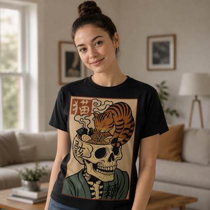 Cat Ramen Skull T-Shirt
