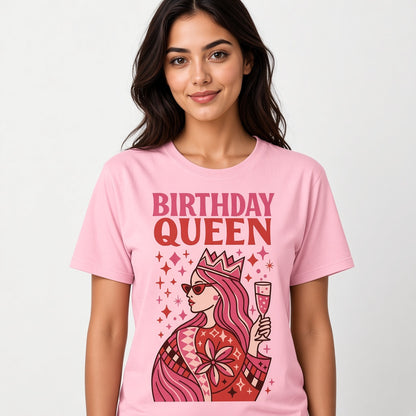 Birthday Queen Funny Pink Crown T-Shirt