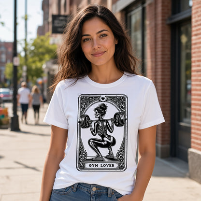 Funny Gym Lover T-Shirt with a Squatting Skeleton