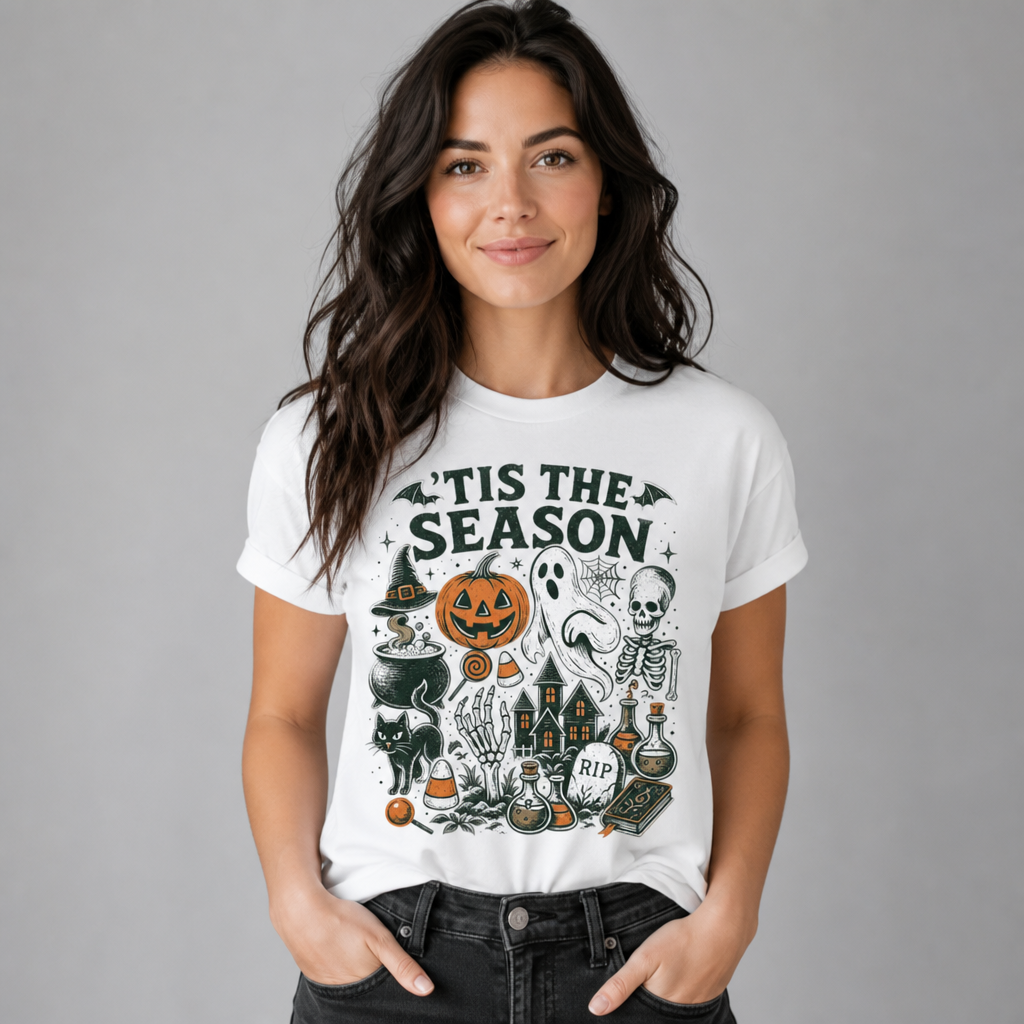 Tis the Season Halloween Vintage Spooky Collage T-Shirt