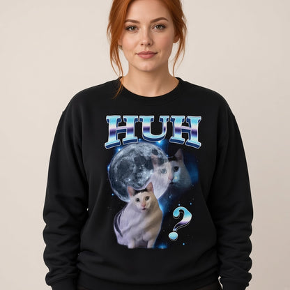 Funny Kitten HUH Meme Sweatshirt Gift for Women and Men