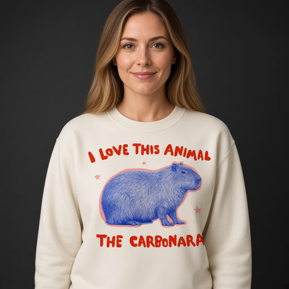 I Love This Animal The Carbonara Capybara Meme Funny Sweatshirt