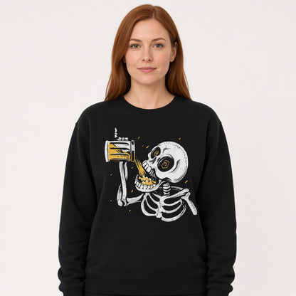 drinking skeleton sweatshirt, funny sweatshirt, graphic shirts, unisex tshirt, printed sweatshirt