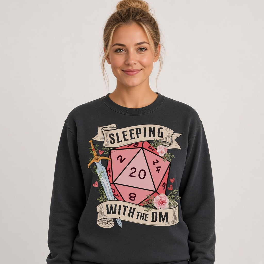 Sleeping With the DM Funny D&D D20 Sweatshirt
