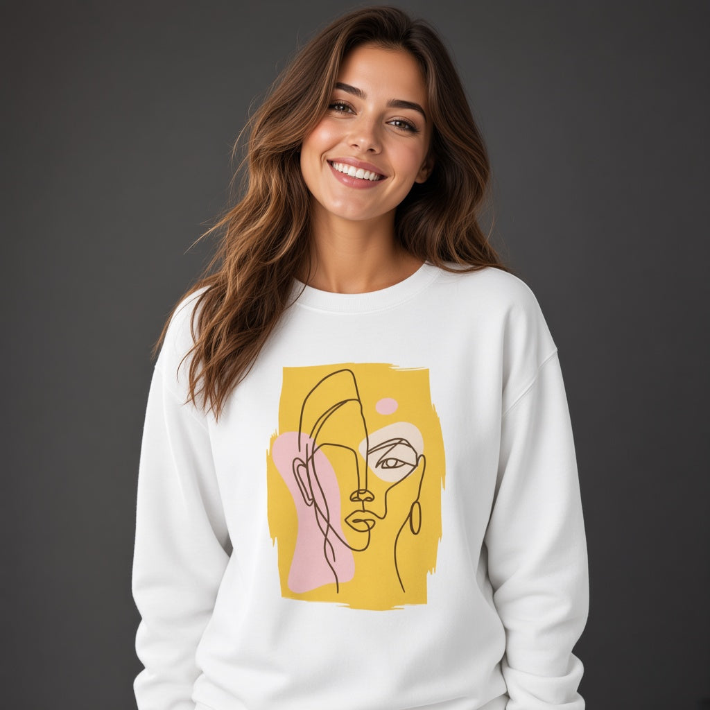 Yellow face sweatshirt, funny sweatshirt, graphic shirts, unisex tshirt, printed sweatshirt
