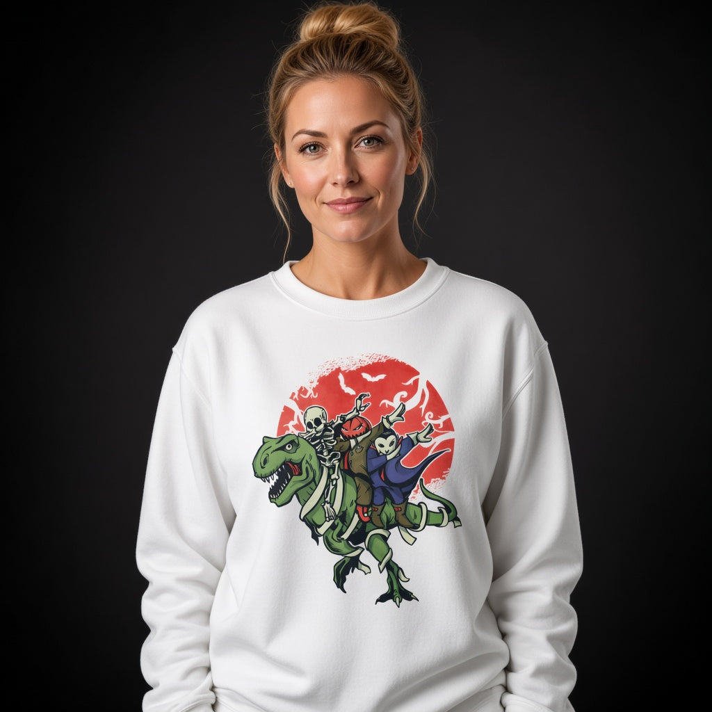 Monsters on dinosaur sweatshirt, funny sweatshirt, graphic shirts, unisex tshirt, printed sweatshirt