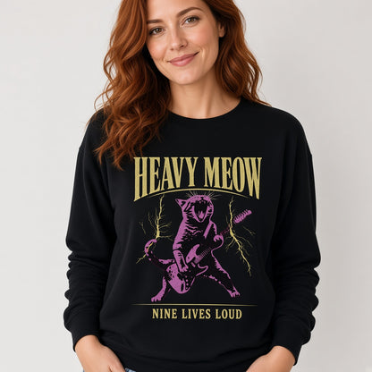 Funny Purple Cat Playing an Electric Guitar Sweatshirt