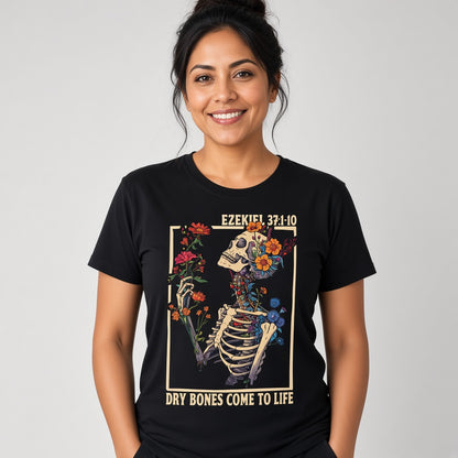 Ezekiel 37 Dry Bones Come to Life Christian Floral Skeleton T-Shirt
