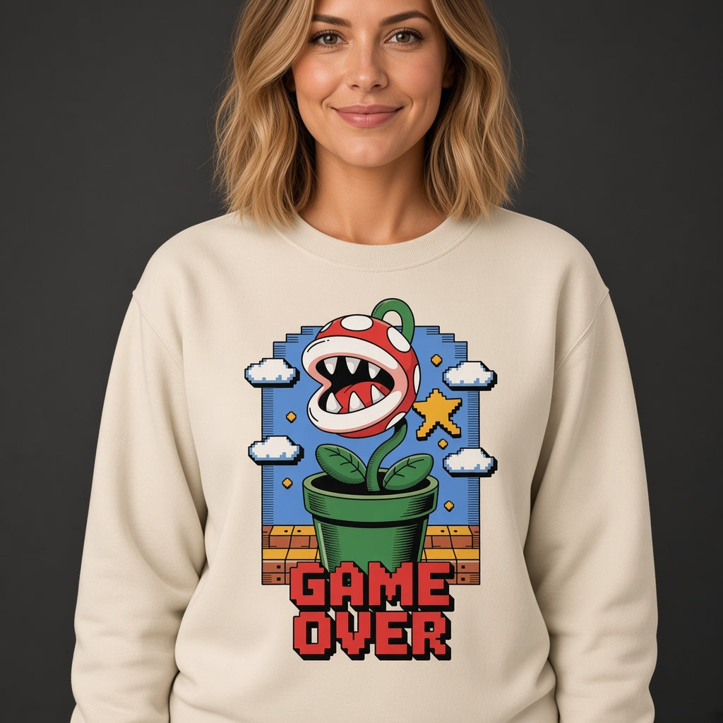 Game Over Funny Retro Pixel Plant Sweatshirt