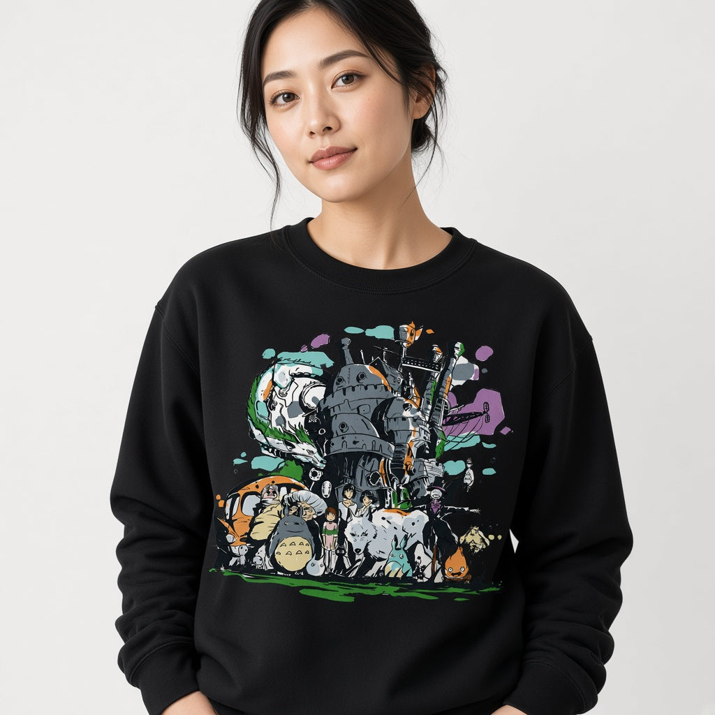 Forest Spirits Castle Collage Sweatshirt