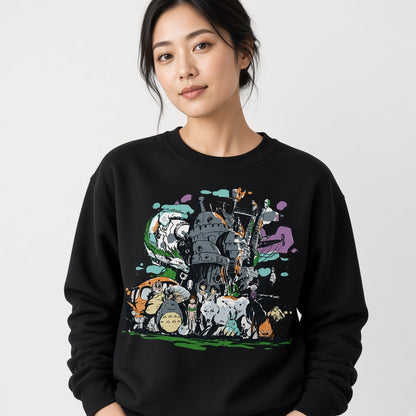 Forest Spirits Castle Collage Sweatshirt